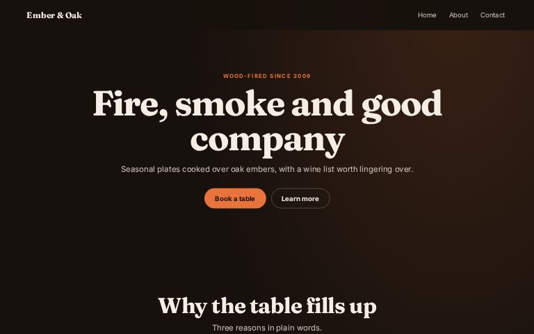 Ember & Oak website template