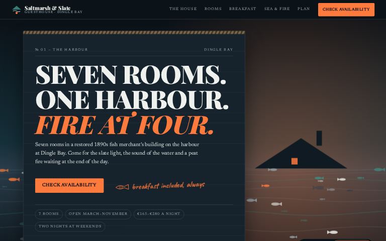 Saltmarsh & Slate Guesthouse · Ember Tide website template