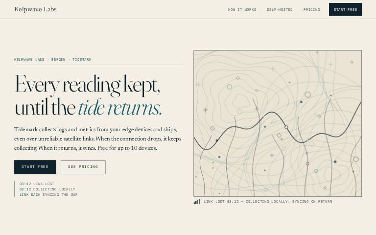 Kelpwave Labs · Tidemark Almanac website template