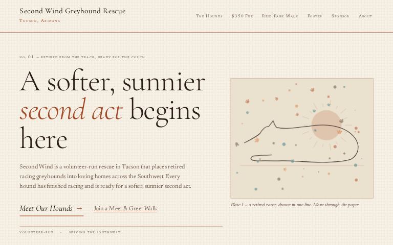 Second Wind Greyhound Rescue · Long Afternoon website template