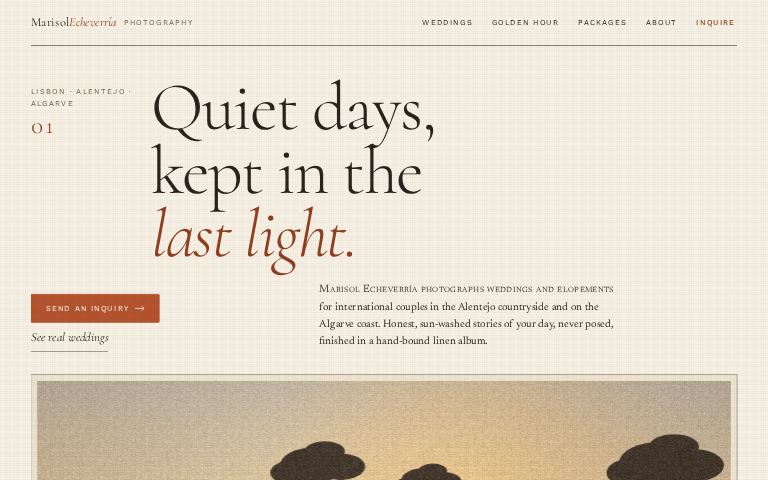 Marisol Echeverría Photography · The Printed Light website template