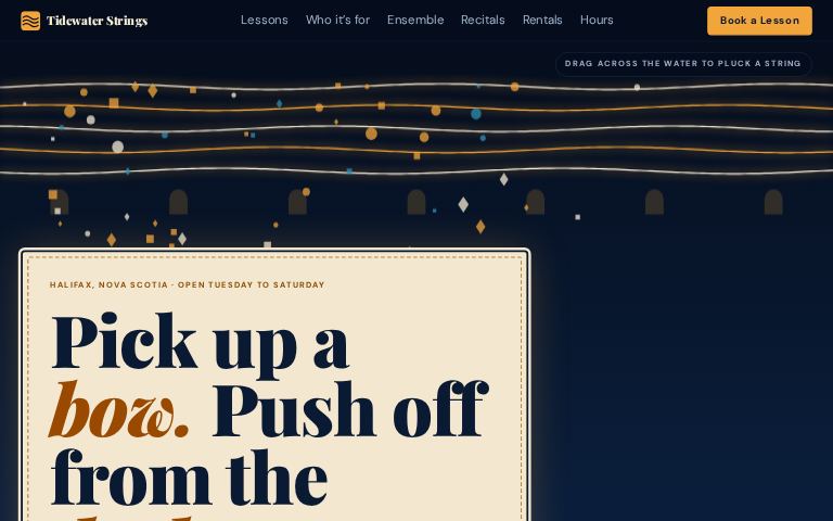Tidewater Strings Studio · Midnight Tide website template