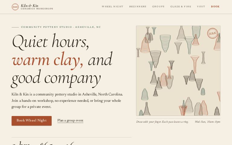 Kiln & Kin Ceramics Workshops · Throwing Rings website template