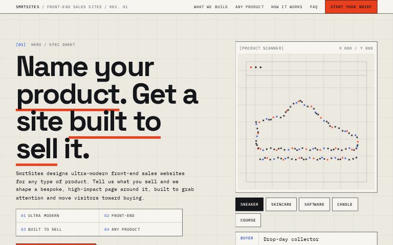 Spec Sheet website template