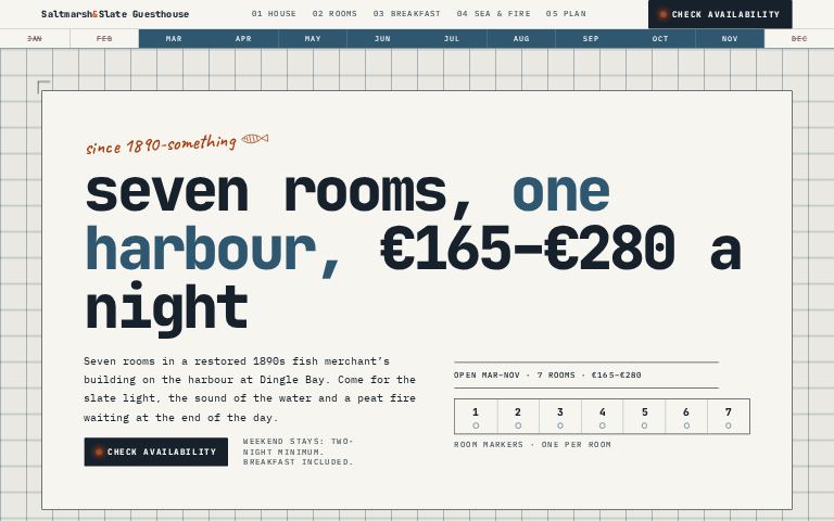 Saltmarsh & Slate Guesthouse · Tide Table website template