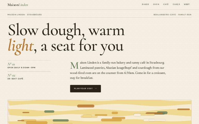 Maison Linden Boulangerie-Café · Folded in Butter website template