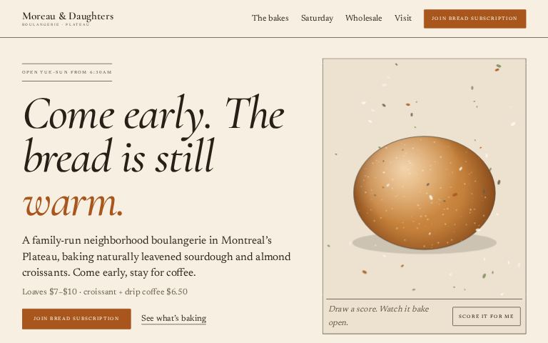 Moreau & Daughters Boulangerie · Quiet Crumb website template