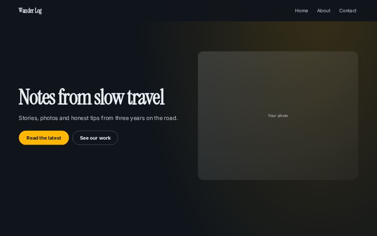 Wander Log website template