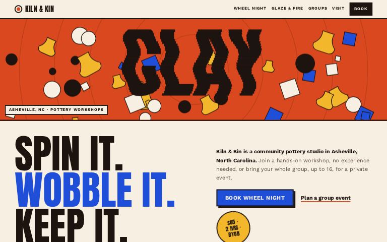 Kiln & Kin Ceramics Workshops · Thrown Type Poster website template