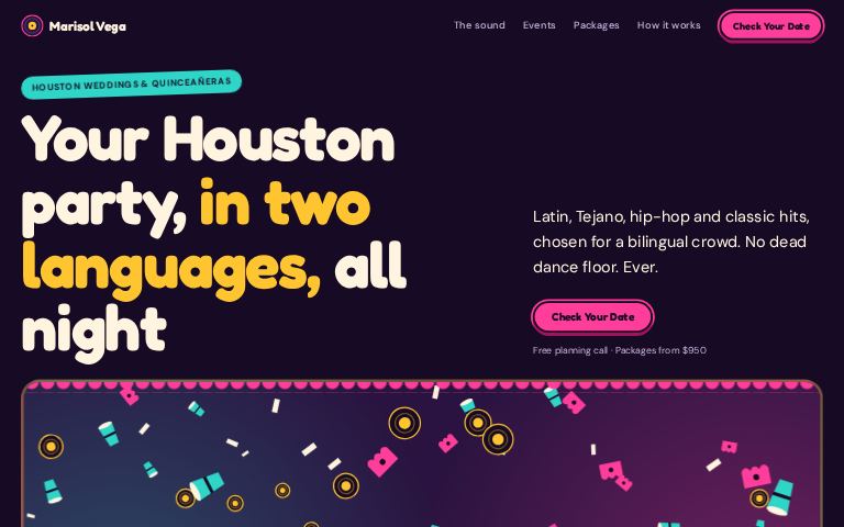 DJ Marisol Vega · Piñata Deck website template