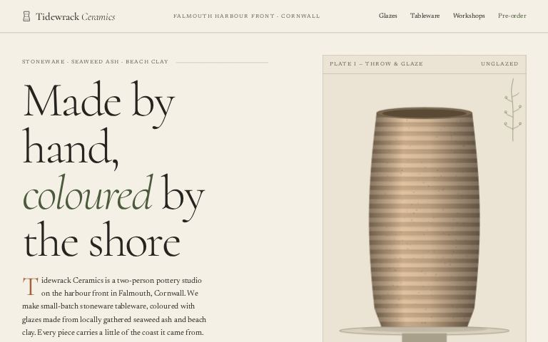 Tidewrack Ceramics · Tide Line Quarterly website template