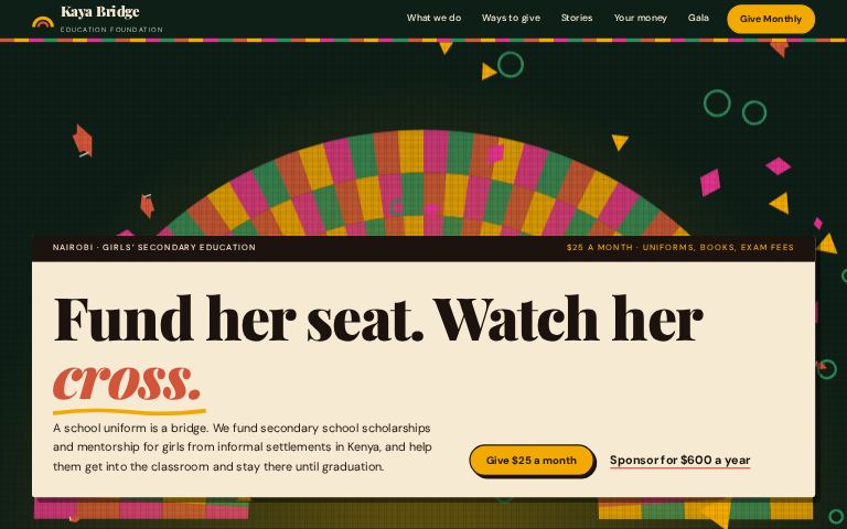 Kaya Bridge Education Foundation · Kitenge Nightfall website template