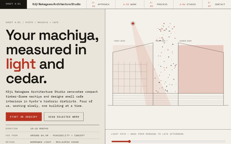 Kōji Nakagawa Architecture Studio · Section Drawing Index website template