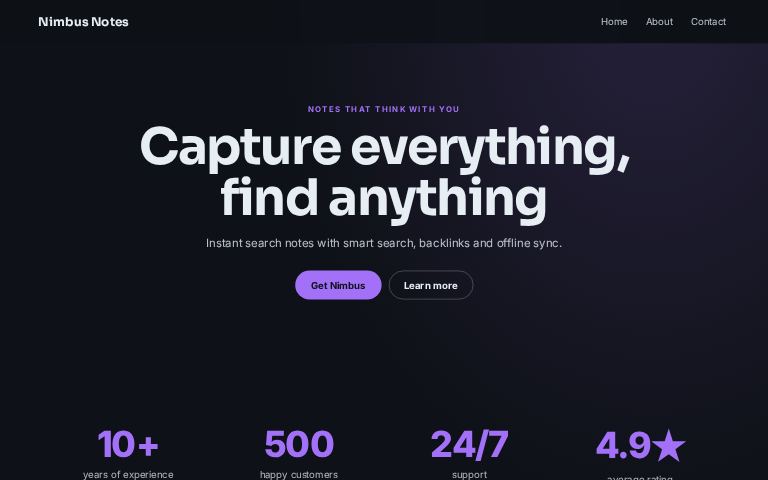Nimbus Notes website template