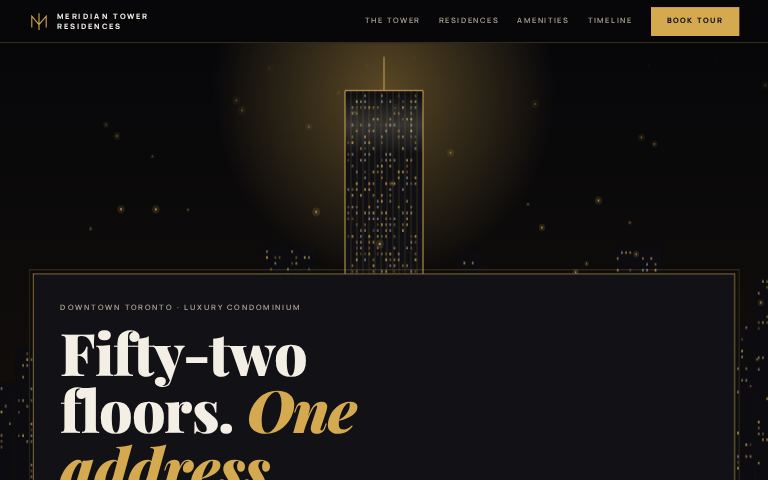 Meridian Tower Residences · Night Meridian website template