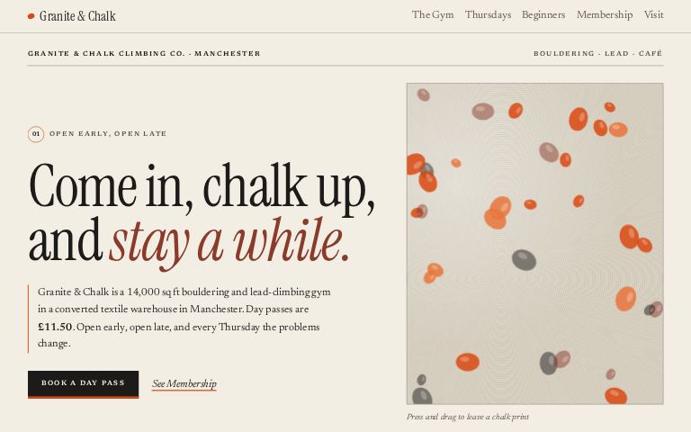 Granite & Chalk Climbing Co. · Chalk Paper Quarterly website template
