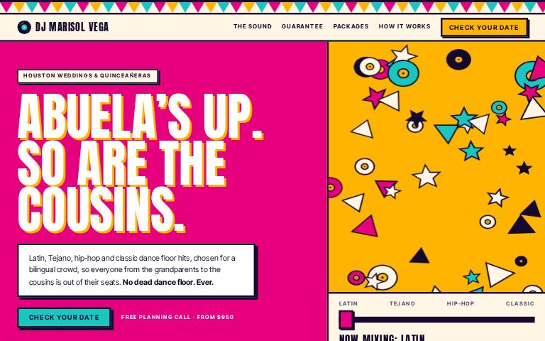 DJ Marisol Vega · Crossfader Poster website template