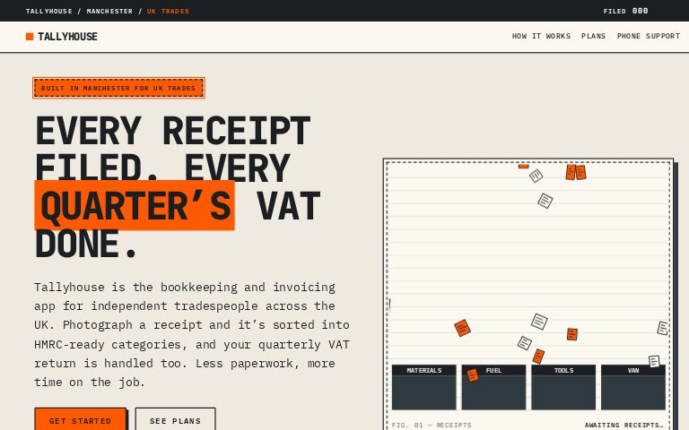 Tallyhouse · Site Ledger website template