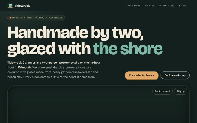 Tidewrack Ceramics · Kiln Shelf website template