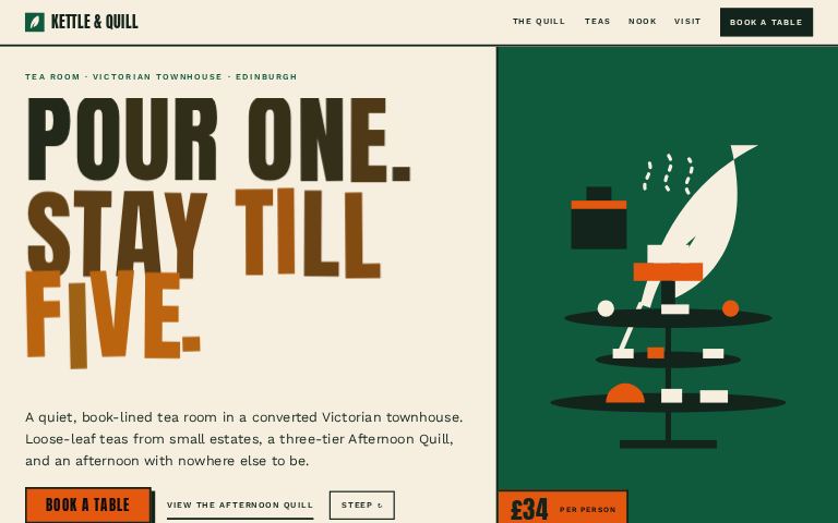Kettle & Quill Tea Room · Poster Pot website template