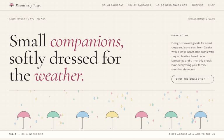Pawsitively Tokyo · Washi Quarterly website template