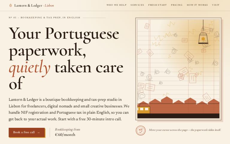 Lantern & Ledger Bookkeeping · Lantern Light Ledger website template