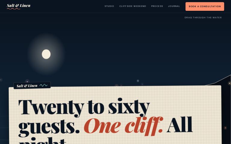 Salt & Linen Weddings · Midnight Pacific website template