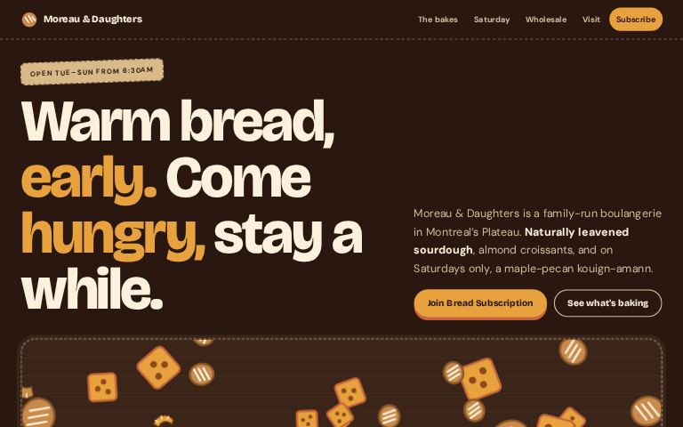 Moreau & Daughters Boulangerie · Bread Box Deck website template