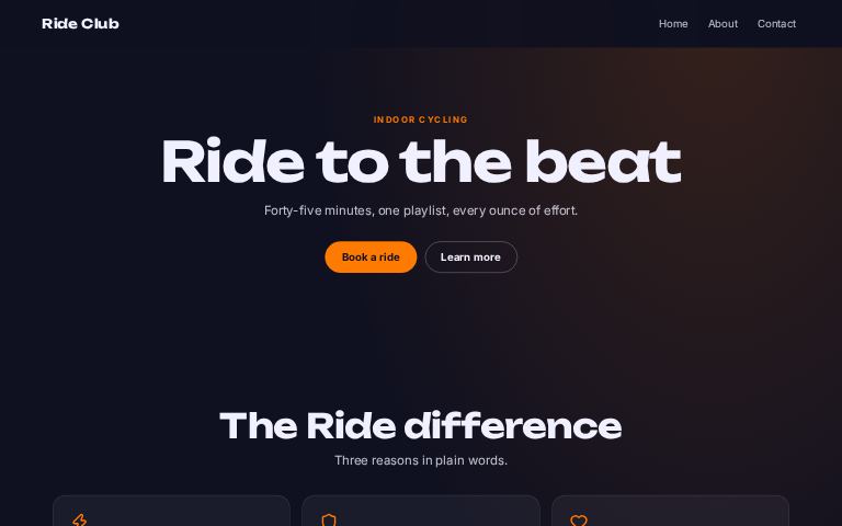 Ride Club website template
