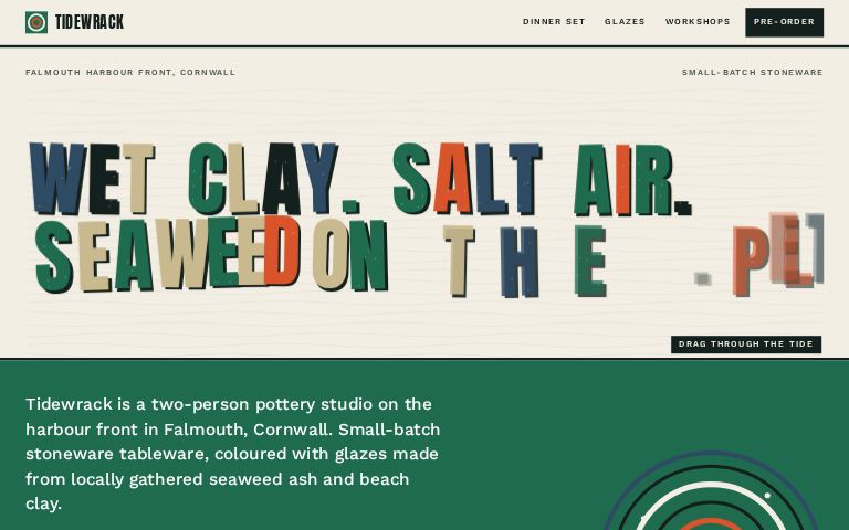 Tidewrack Ceramics · Tide Poster website template