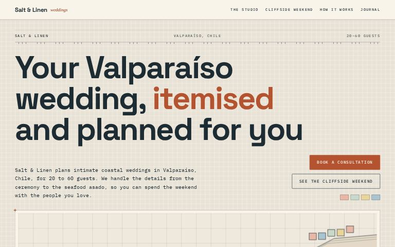 Salt & Linen Weddings · Survey Chart website template