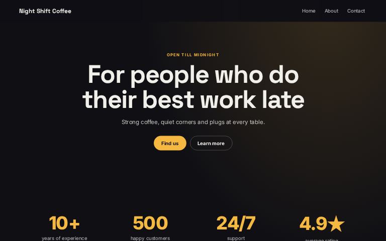 Night Shift Coffee website template