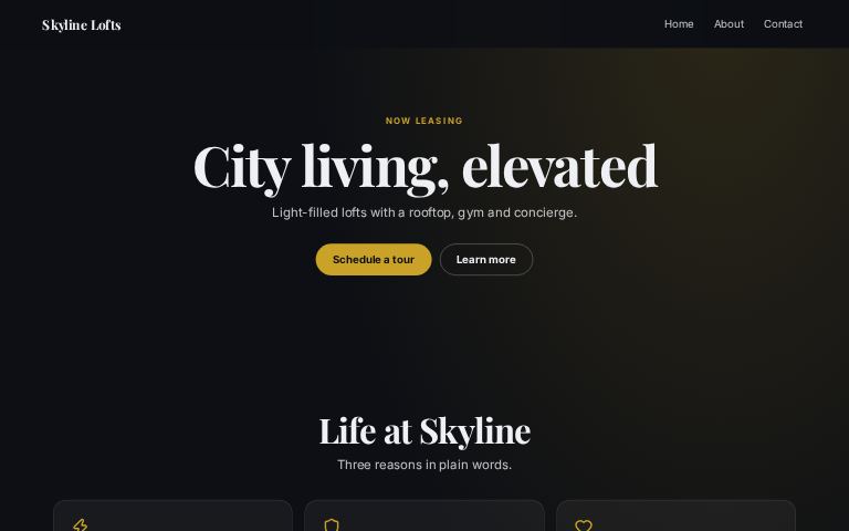 Skyline Lofts website template