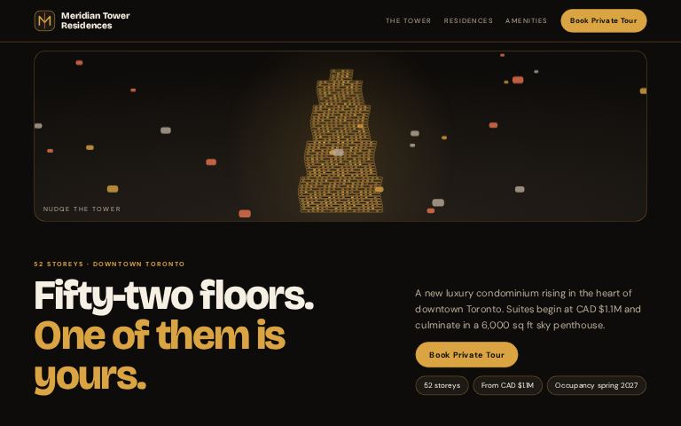 Meridian Tower Residences · Stacked Suites website template