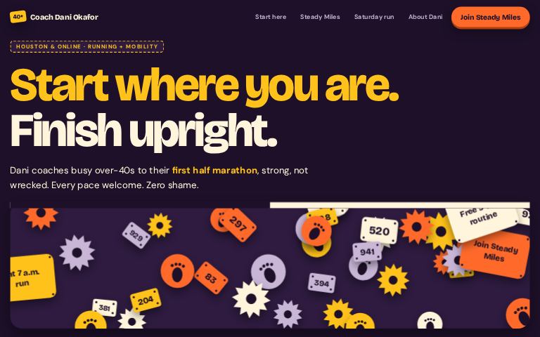Coach Dani Okafor · Bib Pile website template