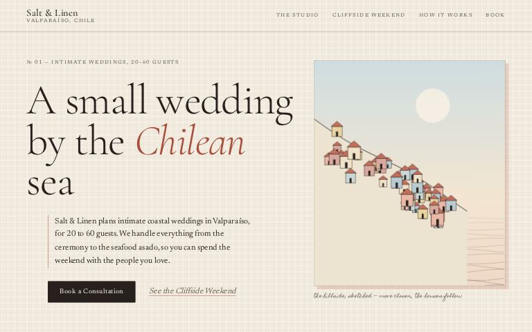 Salt & Linen Weddings · Tideline Folio website template