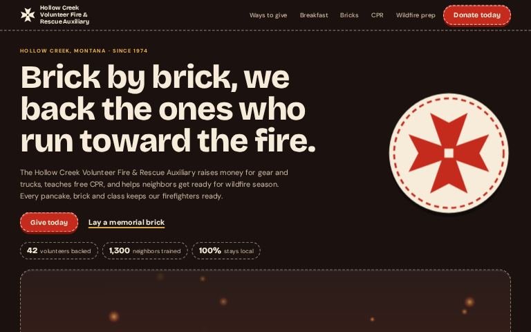 Hollow Creek Volunteer Fire & Rescue Auxiliary · Brick by Br website template