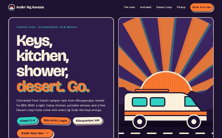 Rollin' Rig Rentals · Packed Deck website template
