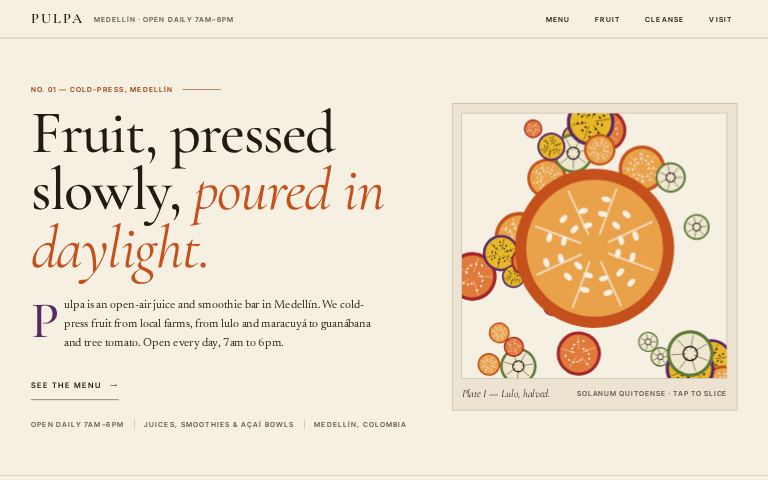 Pulpa Juice Bar · Pulpa Quarterly website template