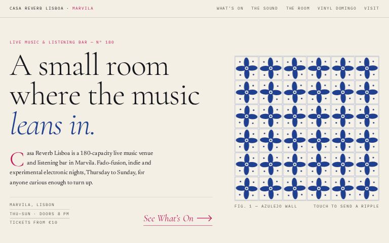 Casa Reverb Lisboa · Saudade Press website template