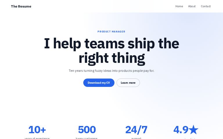 The Resume website template