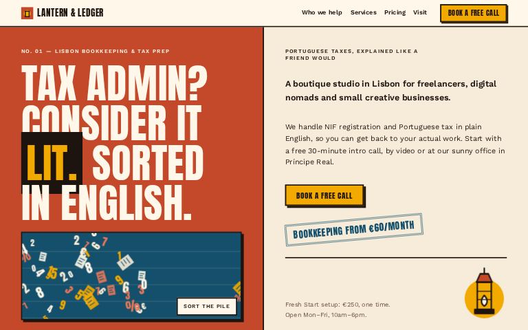 Lantern & Ledger Bookkeeping · Poster Ledger website template
