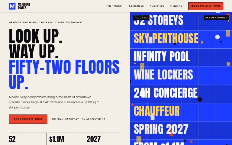 Meridian Tower Residences · Fifty-Two Up website template