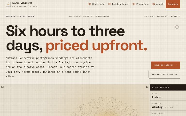 Marisol Echeverría Photography · Light Index website template