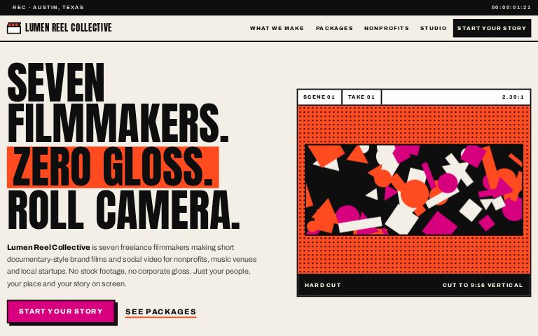 Lumen Reel Collective · Hard Cut Poster website template
