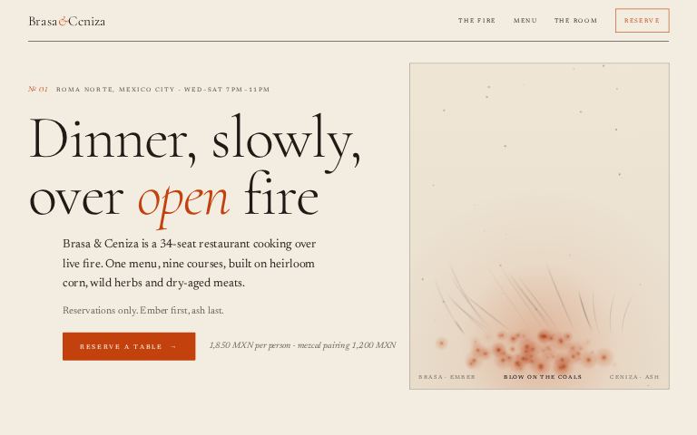 Brasa & Ceniza · Papel y Brasa website template