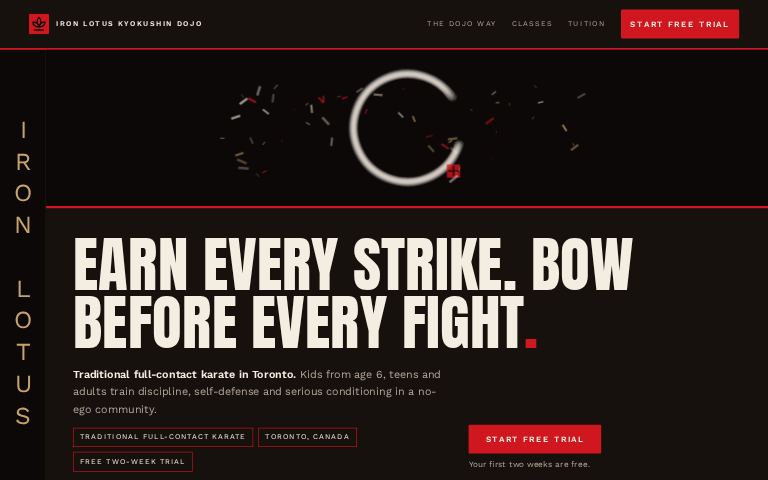 Iron Lotus Kyokushin Dojo · Ink Strike website template