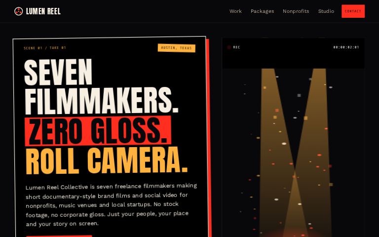 Lumen Reel Collective · Tungsten Nightshift website template