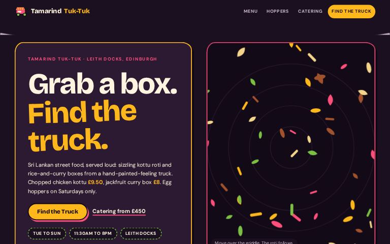 Tamarind Tuk-Tuk · Kottu Clatter Deck website template