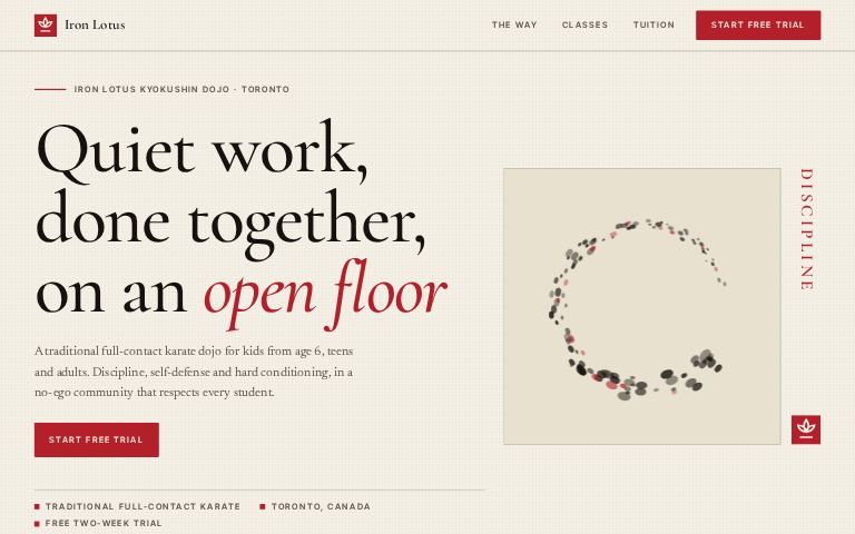 Iron Lotus Kyokushin Dojo · Paper Enso website template